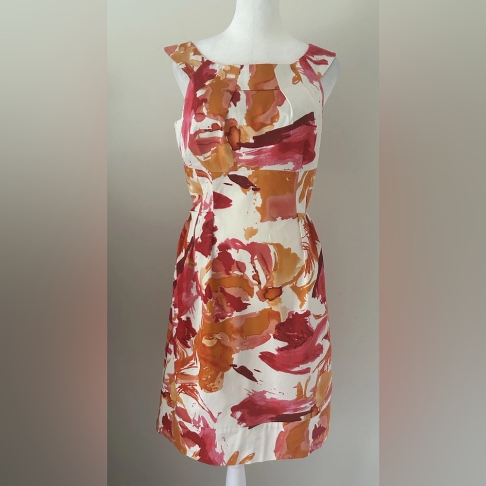 Calvin Klein Orange Red Abstract Print Dress Size 4